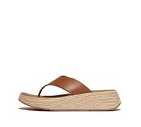Fitflop F-Mode Espadrille Leather Flatform T/Post Sandals, Sandalia Mujer, Deep Tan, 36 EU