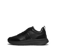 Fitflop F-Mode Flow - Tenis Planos de Gamuza y Cuero con Lentejuelas para Mujer, Todo Negro., 38.5 EU