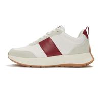 Fitflop F-Mode Flow - Tenis Planos de Piel y Gamuza para Mujer, Color Blanco Urbano/Baya quemada, Talla 6 de Reino Unido, Urban White Burnt Berry, 39 EU