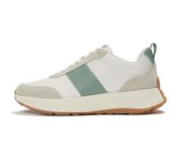 Fitflop F-Mode Flow - Tenis Planos de Piel y Gamuza para Mujer, Color Blanco Urbano/Salvia esmerilada, Talla 6.5 de Reino Unido, Urban White Frosted Sage, 40 EU