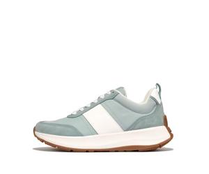 Fitflop F-Mode Flow - Tenis Planos de Tela/Gamuza/Cuero para Mujer, Mezcla Azul Menta, 36 EU