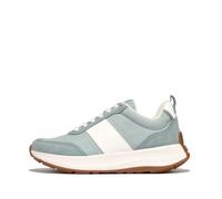 Fitflop F-Mode Flow-Zapatillas Planas de Tela, Gamuza, Cuero, Zapato Mujer, Mezcla Azul Menta, 43 EU