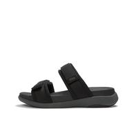 Fitflop F-Mode GO ADJ - Sandalias planas de dos barras con cincha acolchada para hombre, color negro, talla 9, Black, 43 EU