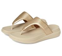 Fitflop F-Mode Go Adjustable Flatform Toe-Post Sandals, Sandalia Mujer, Platino, 40 EU