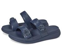 Fitflop F-Mode Go Beadie-Button Adj. Flatform 2-Bar Slides, Sandalia Mujer, Navy, 40 EU