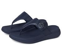 Fitflop F-Mode Go Beadie-Button Adj. Flatform T/P Sandals, Sandalia Mujer, Navy, 40 EU