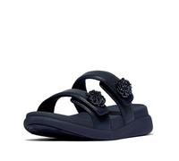 Fitflop F-Mode Go Beadie-Button Adj. Flatform 2-Bar Slides, Sandalia Mujer, Navy, 37 EU