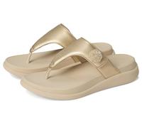 Fitflop F-Mode Go Beadie-Button Adj. Flatform T/P Sandals, Sandalia Mujer, Platino, 40 EU
