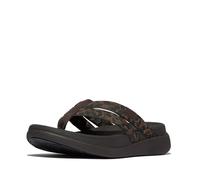 Fitflop F-mode Go Leopard Webbing Chanclas con tiras para mujer, Mezcla de chocolate, 39 EU