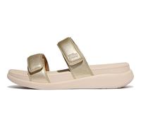 Fitflop F-Mode Go Adjustable Flatform Two-Bar Slides, Sandalias deslizantes Mujer, Platino, 37 EU