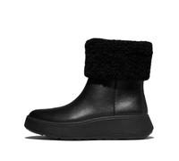 Fitflop F-Mode Shearling-Collar Zip-up Leather Ankle Boots, Botas Cortas al Tobillo Mujer, Todo Negro, 36 EU