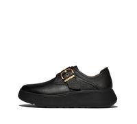 Fitflop F-Mode Stitch - Mocasines de Piel con Correa de Monje para Mujer, Color Negro, Talla 6, Black, 39 EU