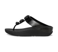 Fitflop Fino Beadie-Button Metallic Toe-Post Sandals, Sandalia Mujer, Negro Metalizado, 40 EU