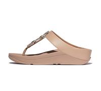 Fitflop Fino Crystal-Chain Leather Toe-Post Sandals, Sandalia Mujer, Beige clásico, 38 EU