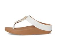 Fitflop Fino Crystal-Chain Leather Toe-Post Sandals, Sandalia Mujer, White, 36 EU
