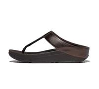 FitFlop Fino Glitterdust - Sandalias de cuña metálicas para mujer, Marrón chocolate metálico, 38 EU