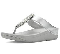 Fitflop FINO - Sandalias con puntera de perlas y cristales para mujer, color plateado, talla 36, Silver, 39 EU