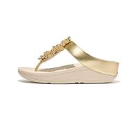 FitFlop Fino Sandalias de dedo para mujer con cuña y cuentas en la tira, Platino, 8.5 Wide
