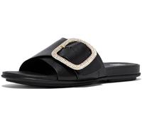 Fitflop Gracie Crystal Maxi-hebilla de piel metálica para mujer, Black, 37 EU