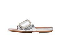 Fitflop Gracie Crystal Maxi-Hebilla Metallic-Leather Slides, Sandalia Mujer, Silver, 36 EU