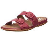 Fitflop Gracie Rubber-Buckle Two-Bar Leather Slides, Sandalias deslizantes Mujer, Dusky Red, 37 EU