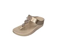 Fitflop Halo Bead-Circle - Sandalias metálicas para mujer, color platino, talla 36, Platino, 39 EU