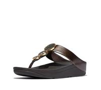 Fitflop Halo Bead-Circle Metallic Toe-Post Sandals, Sandalia Mujer, Marrón Chocolate metálico, 37 EU