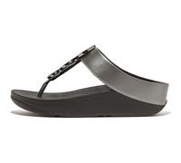 FitFlop Halo Bead-Circle - Sandalias de cuña metálicas para mujer, Pewter negrp, 43 EU