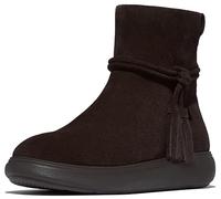 Fitflop iQ-COMFF - Botas cortas de gamuza con borlas para mujer, color marrón chocolate, talla 7, marrón, 41 EU