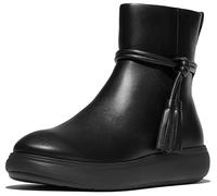 Fitflop Iq-comff Tassel Leather Short Boots, Botas Cortas al Tobillo Mujer, Todo Negro, 39 EU