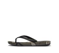 Fitflop Iqushion Mens Leaf-Print Ergonomic Flip-Flops, Chanclas Hombre, Black, 41 EU