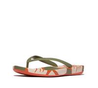 Fitflop Iqushion Mens Leaf-Print Ergonomic Flip-Flops, Chanclas Hombre, Salvia, 41 EU