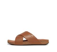 Fitflop Iqushion Men's Leather Cross Slides, Sandalias deslizantes Hombre, Beige, 44.5 EU