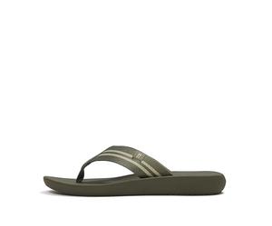 Fitflop Iqushion Mens Two-Stripe Webbing Flip-Flops, Chanclas Hombre, Verde Salvia Oliva Profundo, 46 EU