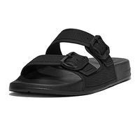 Fitflop Iqushion Two-Bar Buckle Slides, Sandalias Planas Mujer, Todo Negro, 41 EU