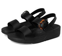 FitFlop Lulu Adjustable Leather Back-Strap Sandals, Sandalias con cuña Mujer, Todo Negro, 36 EU