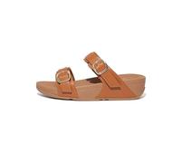 Fitflop Lulu Adjustable Leather Slides Buckle, Sandalias de Piel Ajustables Mujer, Marrón (Light Tan), 41 EU