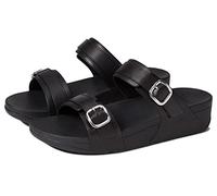 Fitflop Lulu Adjustable Leather Slides, Sandalias con cuña Mujer, All Black, 36 EU