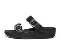 Fitflop Lulu Adjustable Leather Slides, Sandalias con cuña Mujer, All Black, 40 EU