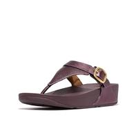 Fitflop Lulu Adjustable Metallic-Leather Toe-Post Sandals, Sandalia Mujer, Red, 38 EU