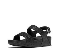 Fitflop Lulu Crinkled-Shimmer Back-Strap Sandals, Sandalia Mujer, Negro Metalizado, 41 EU