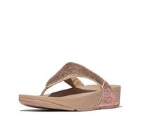 Fitflop Lulu Crinkled-Shimmer Toe-Post Sandals, Sandalia Mujer, Metallic Classic Beige, 41 EU