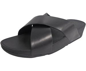 FitFlop Lulu Cross Slide, Sandalias de Punta Descubierta para Mujer, Black (Black 001), 42 EU