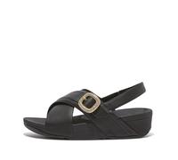 Fitflop Lulu Crystal-Buckle Leather Back-Strap Sandals, Sandalia Mujer, Black, 40 EU