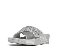 Fitflop Lulu Crystal-Mix Je2-011 049-867 - Slides de cruz para mujer, color plateado 36, plata, 38 EU