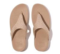 Fitflop Lulu Crystal - Sandalias adornadas con puntera para mujer, sandalias de dedo del pie adornadas con cristales Lulu, Beige clásico metálico, 37 EU