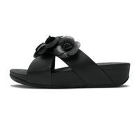 Fitflop LULU Flower Cross Slides - Sandalias para mujer, color negro, talla 7, Black, 41 EU