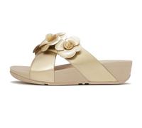 Fitflop LULU Flower Cross Slides - Sandalias para mujer, color platino, talla 7, Platino, 41 EU