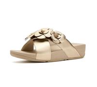 Fitflop LULU Flower Cross Slides - Sandalias para mujer, color platino, talla 7, Platino, 41 EU