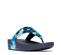 Fitflop Lulu Flowerz Leather Toe-Post Sandals, Sandalia Mujer, Navy, 37 EU